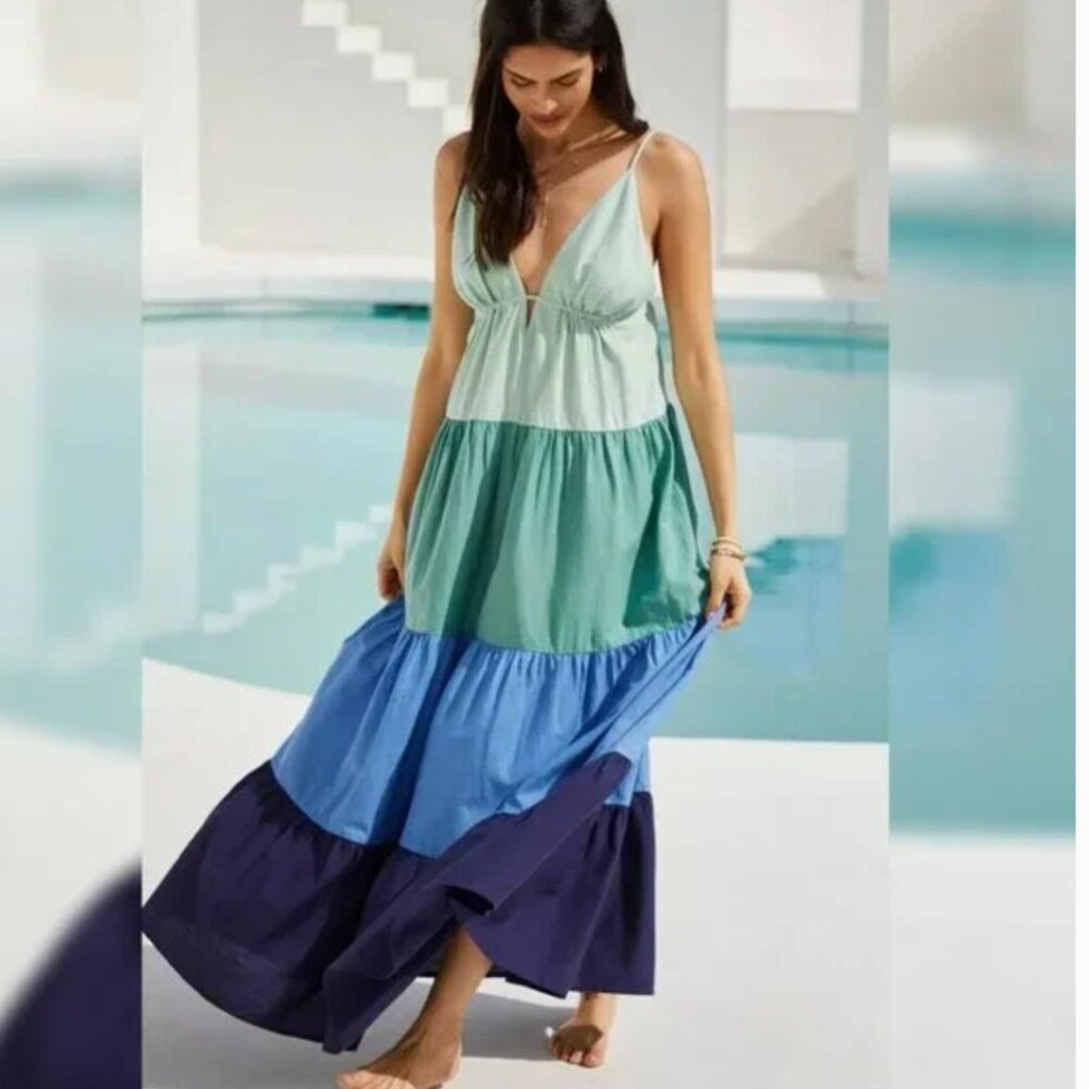 Anthropologie The Raya Colorblock Maxi Dress